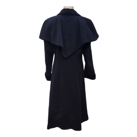 Vintage Lorovi Petites Black Wool Coat,Velvet Collar Women's 6 - Picture 3 of 9